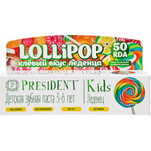 Зубная паста PresiDENT Kids Lollipop со вкусом леденца 3- 6 лет, 50 мл в Екатеринбурге
