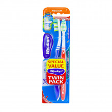 Набор зубных щеток Wisdom Xtra Clean Twin 2 шт. синяя/красная, medium
