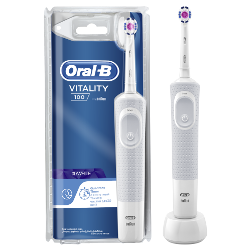 Braun Oral-B Vitality D100 3D white - Электрическая зубная щетка, белая