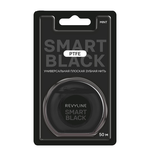 Зубная нить Revyline PTFE Black Edition, мятная вощеная, 50 м