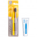 Набор зубных щеток Revyline SM6000 DUO Yellow и Grey + Зубная паста Revyline Smart, 15 г 