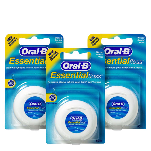 Набор из 3х зубных нитей Oral-B Essental floss вощеная 50 м