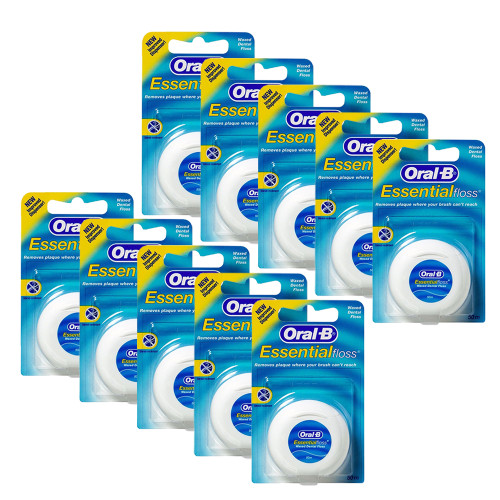 Набор из 10ти зубных нитей Oral-B Essental floss waxed 50 м