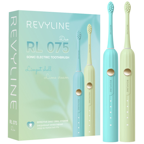 Набор электрических зубных щеток Revyline RL 075 DUO Limpet shell + Lime cream Набор электрических зубных щеток Revyline RL 075 DUO Limpet shell + Lime cream