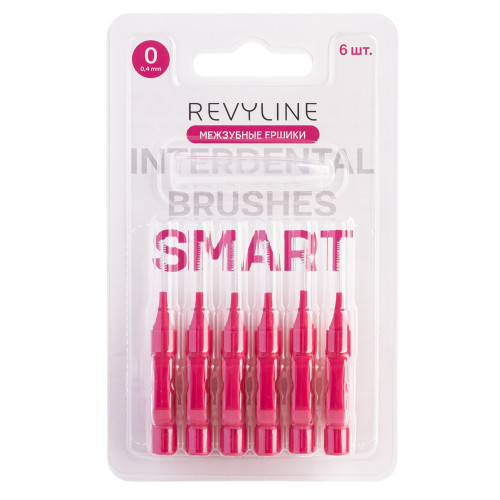 Ершики межзубные Revyline Smart, размер 0 (0,40 мм) розовые, 6 шт.