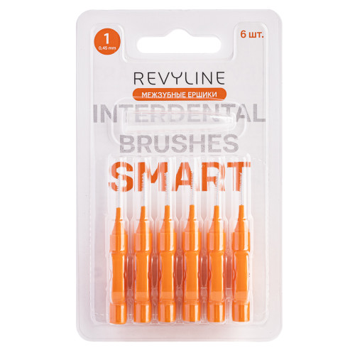 Ершики межзубные Revyline Smart, размер 1 (0,45 мм) оранжевые, 6 шт.