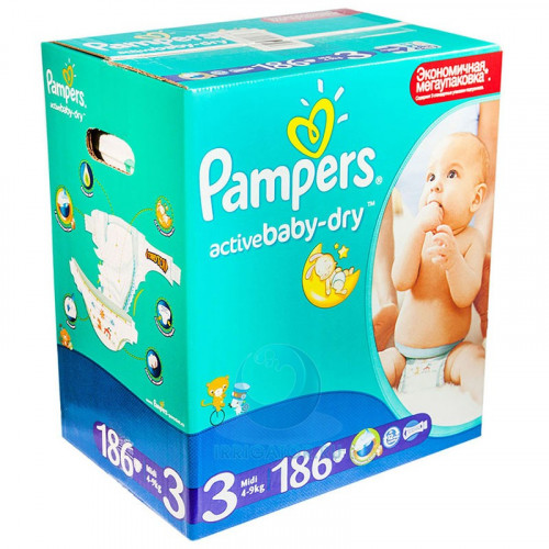 PAMPERS подгузники Activ Baby Midi 4-9 кг Мега Плюс 186 шт PAMPERS подгузники Activ Baby Midi 4-9 кг Мега Плюс 186 шт