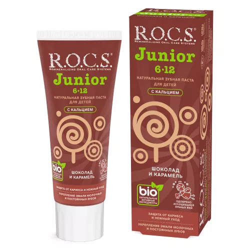Зубная паста R.O.C.S. Junior Шоколад и карамель 6-12 лет, 60 мл. Зубная паста R.O.C.S. Junior Шоколад и карамель 6-12 лет, 60 мл.
